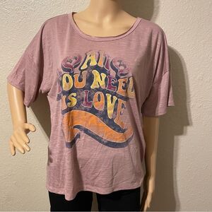 NWT Jessica Simpson Women's Rose Colored "All You Need Is Love" Shirt X-Large